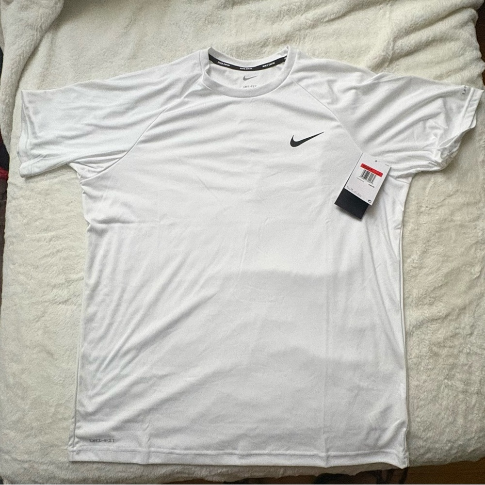 Nike Men's White Short Sleeve Tee with Black Logo